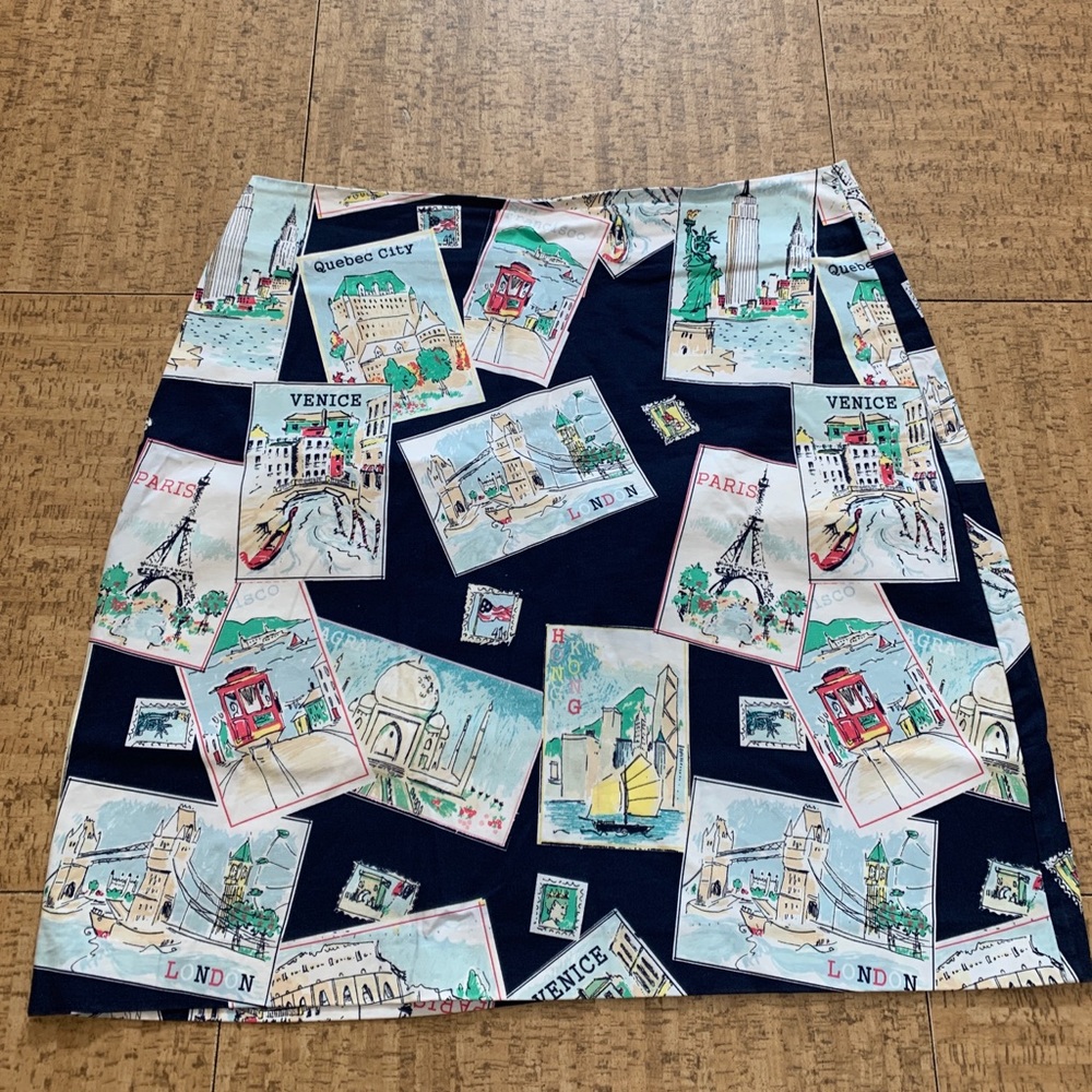 Talbots European Postcard Canvas Pencil Skirt